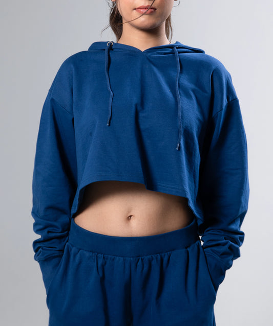 Blue Cropped Hoodie