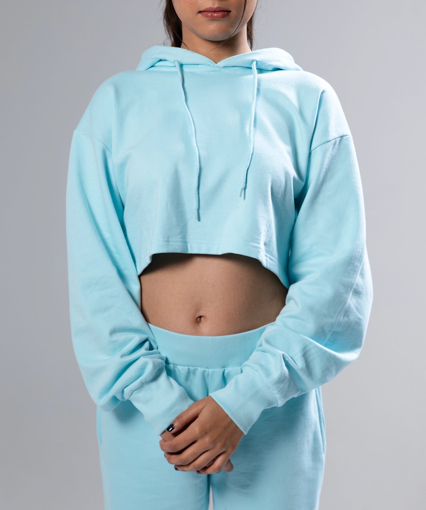 Sky Blue Cropped Hoodie