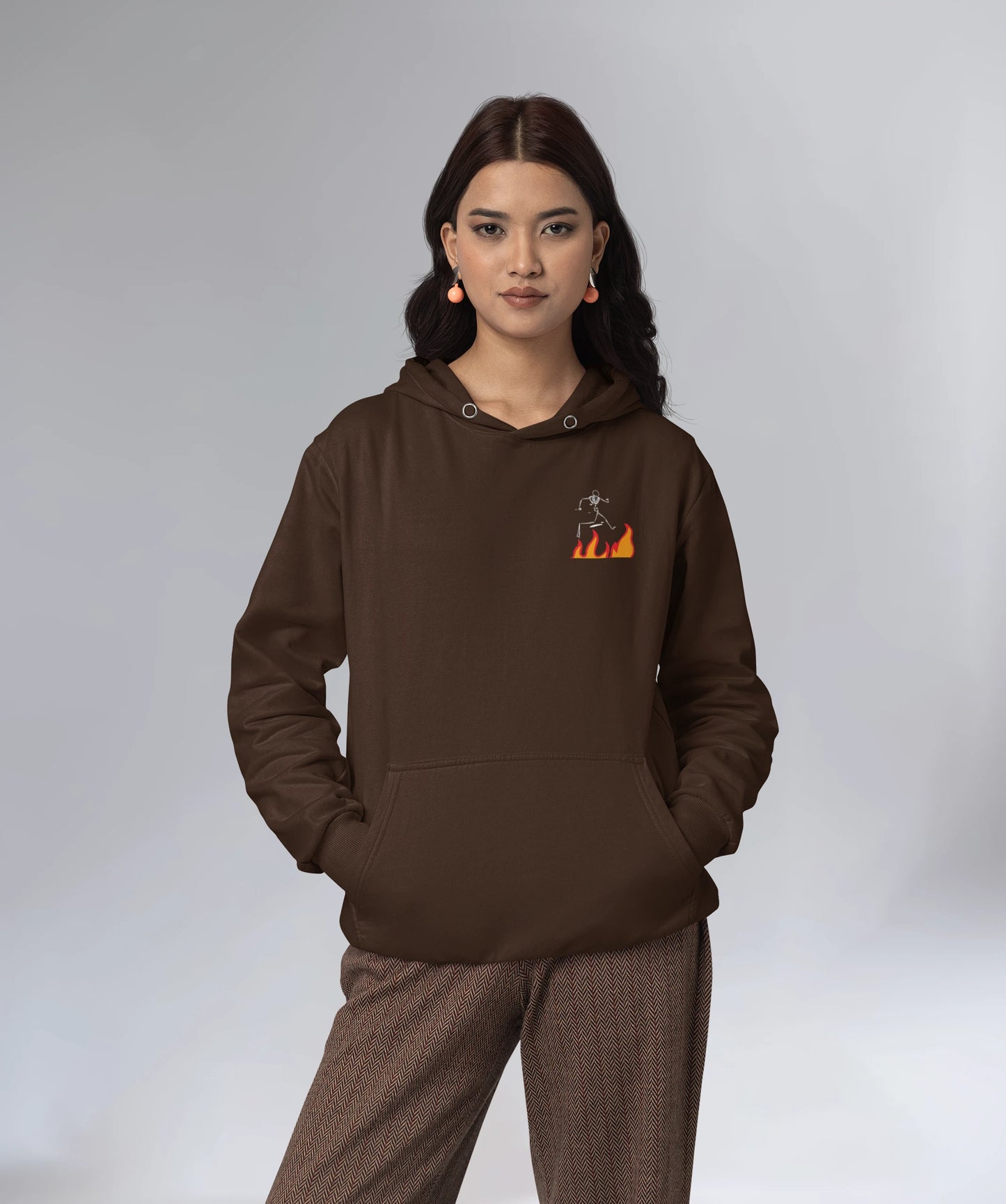 Brown Unisex Printed Hoodie