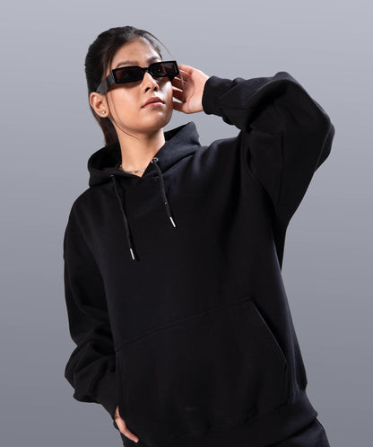 Black Unisex Plain Hoodie