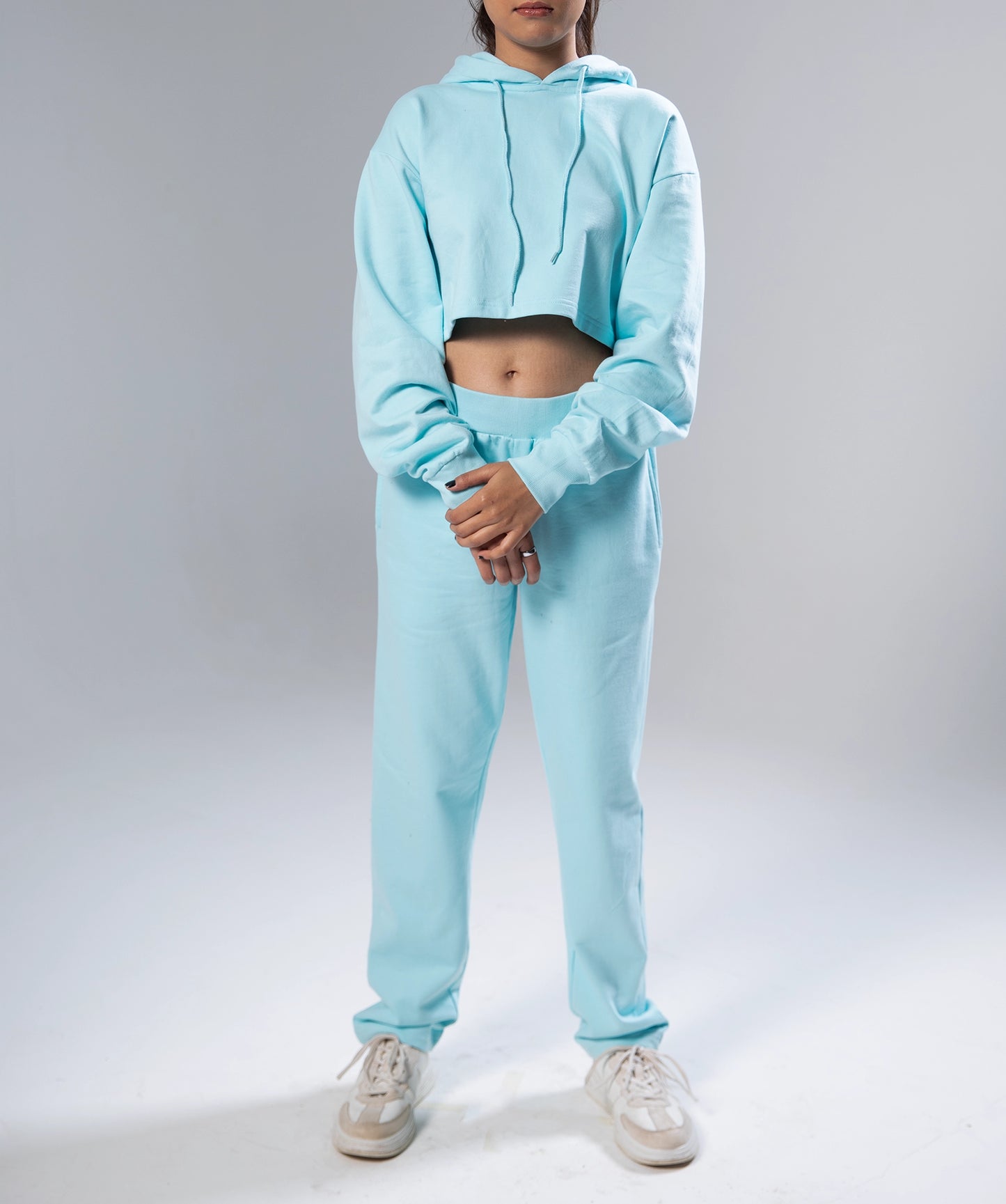 Sky Blue Cropped Hoodie