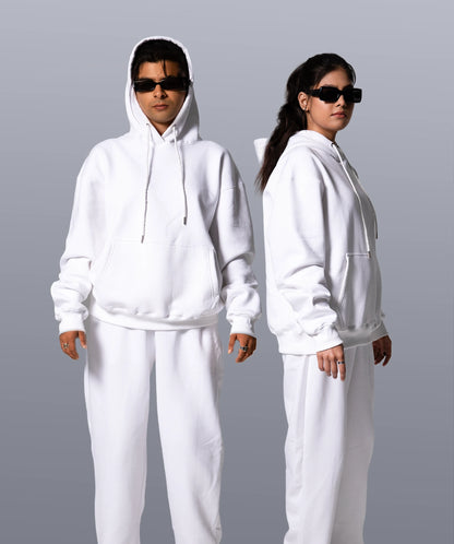 White Unisex Plain Hoodie